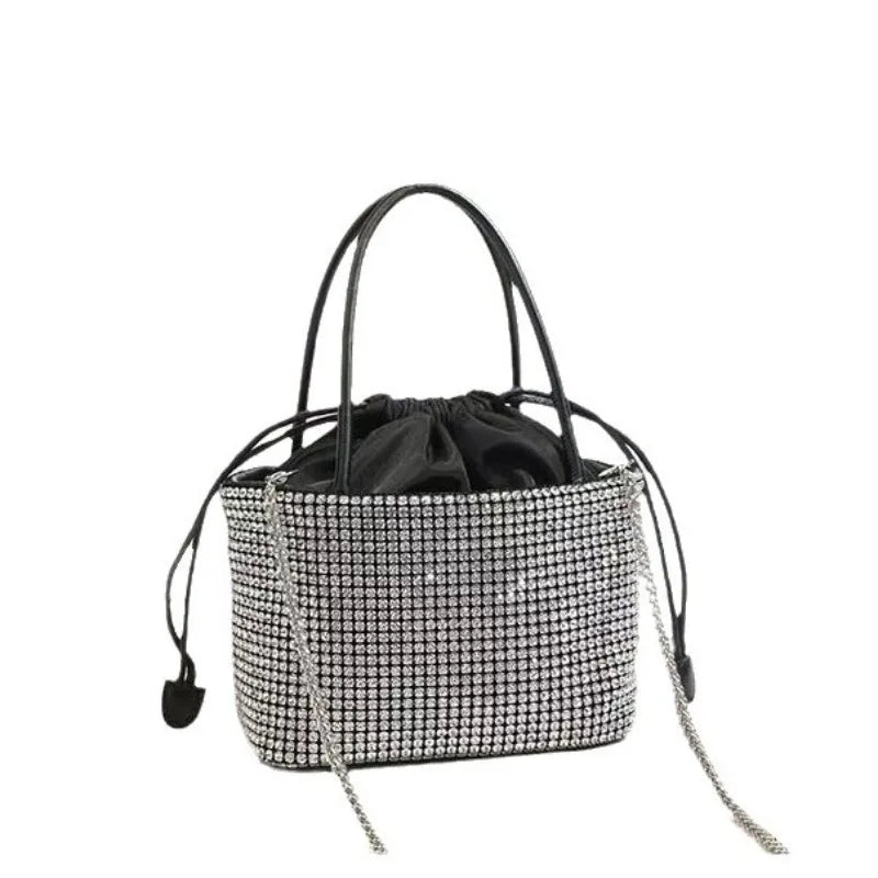 Glamorous Rhinestone Pearl Stage Bag | Women's Sparkly Evening Clutch & Luxury Performance Purse (Large Capacity Crossbody Shoulder Bag) Luxegan