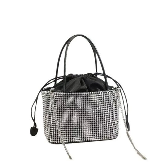 Glamorous Rhinestone Pearl Stage Bag | Women's Sparkly Evening Clutch & Luxury Performance Purse (Large Capacity Crossbody Shoulder Bag) Luxegan