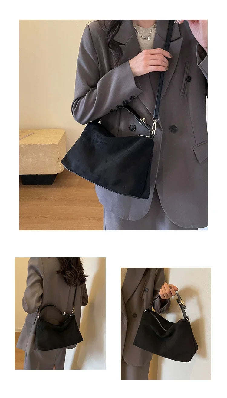 Women’s High-Capacity PU Shoulder Bag | Solid Sewing Thread Quilted Fashion Tote | Simple Luxury Handbag with Sequined Accents and Secure Zipper Luxegan