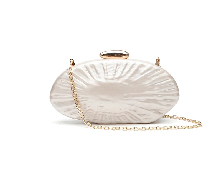 Sparkling Acrylic Shell Clutch | Elegant Rhinestone Evening Bag Luxegan