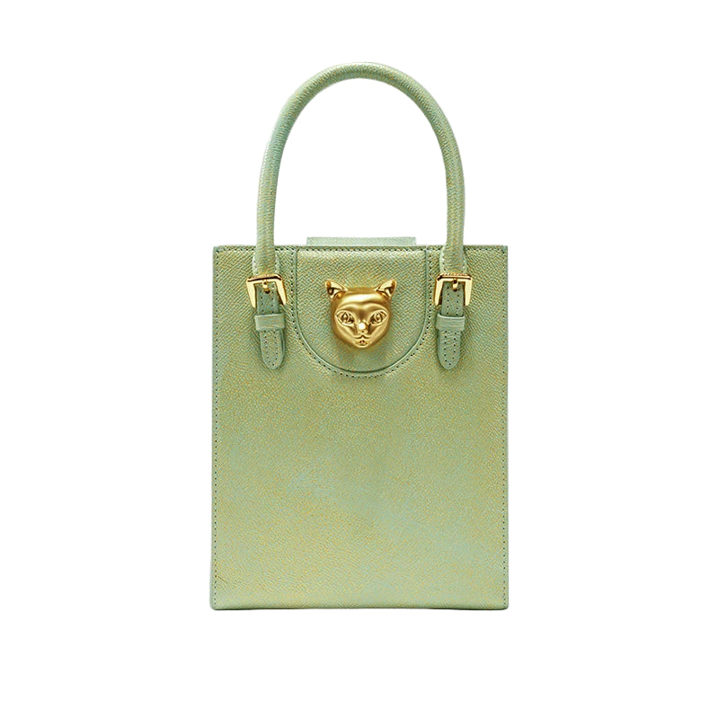 Hard Split Leather Cat Luxury Mini Bag | Designer Box Crossbody Luxegan