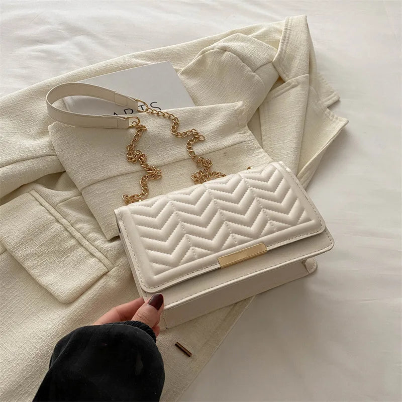 Fashion Striped Women's Shoulder Bag | Chain Strap Crossbody Bag Luxegan
