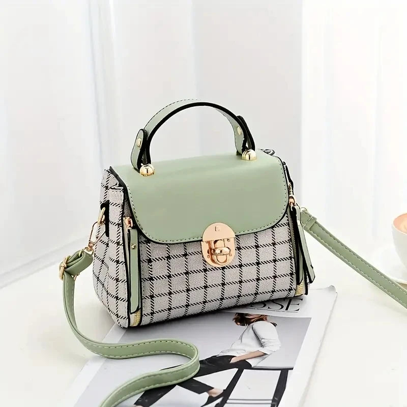 Women's Trendy Flap Shoulder Bag | PU Leather Crossbody Bag (Simple Plaid Designer Messenger Bag, Small Purse & Handbags Pouch) Luxegan