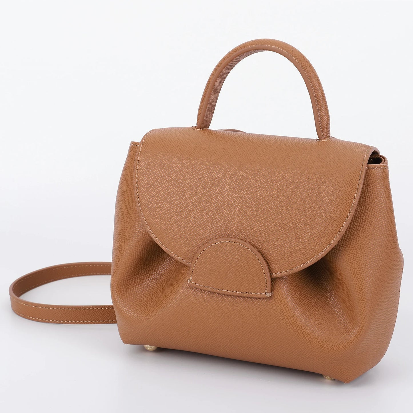 French Cowhide Small Satchel | Retro Trend Mini Crossbody Bag for Women (Classic Solid Flap Top-Handle Luxury Designer Handbag) Luxegan