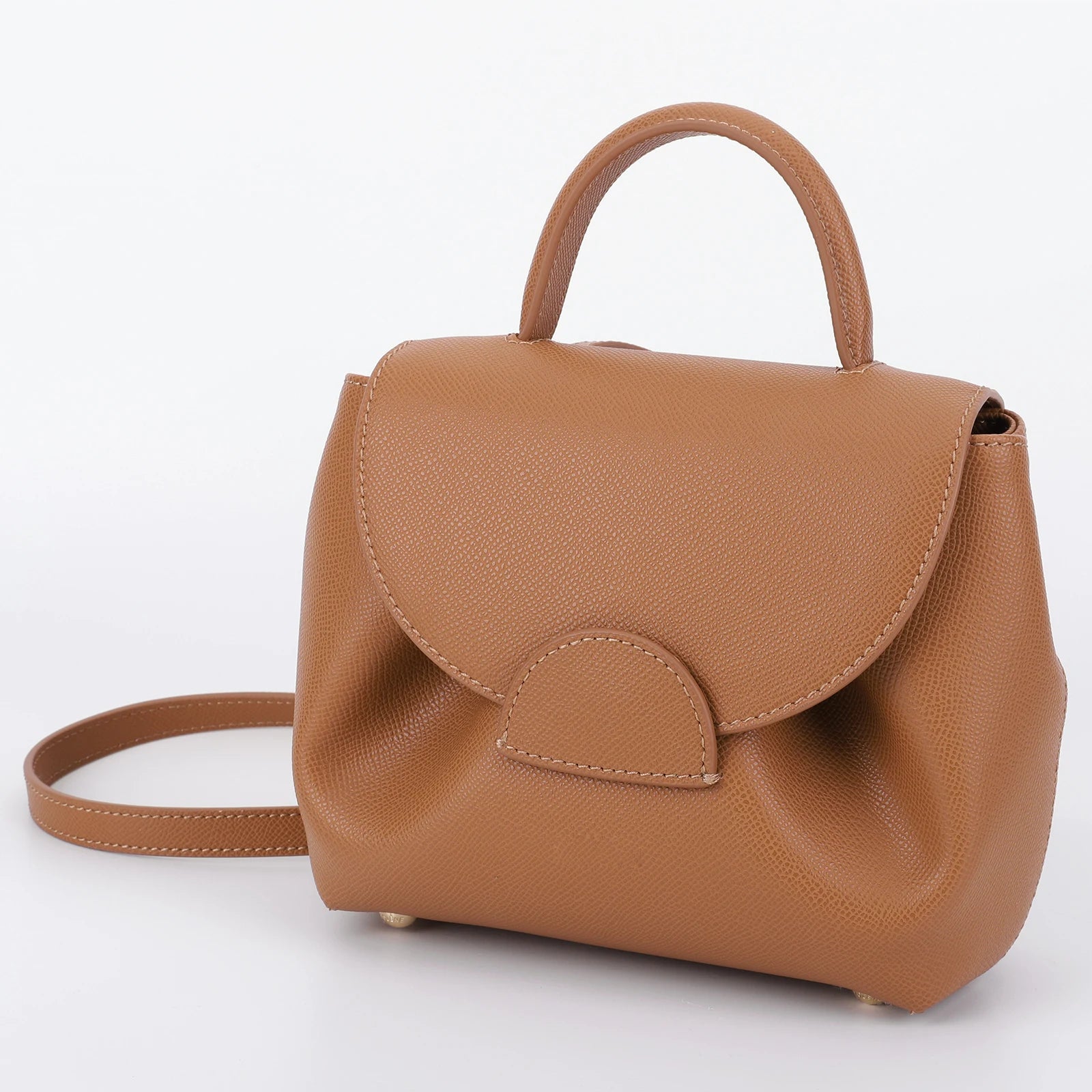French Cowhide Small Satchel | Retro Trend Mini Crossbody Bag for Women (Classic Solid Flap Top-Handle Luxury Designer Handbag) Luxegan