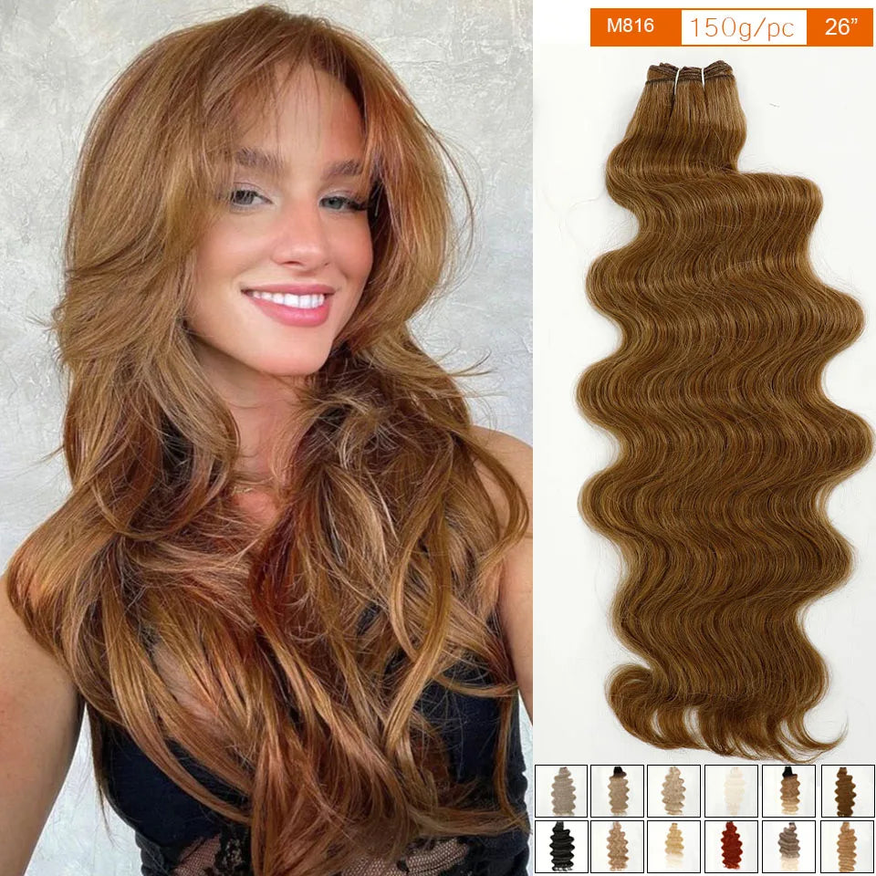 Synthetic Body Wave Hair Extensions | 26–30 Inch | 150–200g