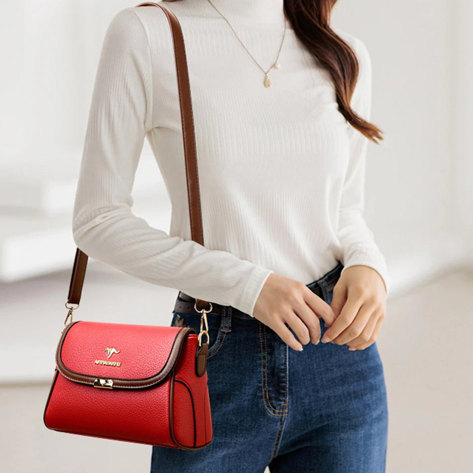 Solid Color High-Quality Leather Small Shoulder Bags | New Messenger Bags with Strap & Designer Crossbody Bag (Sac à Main) Luxegan