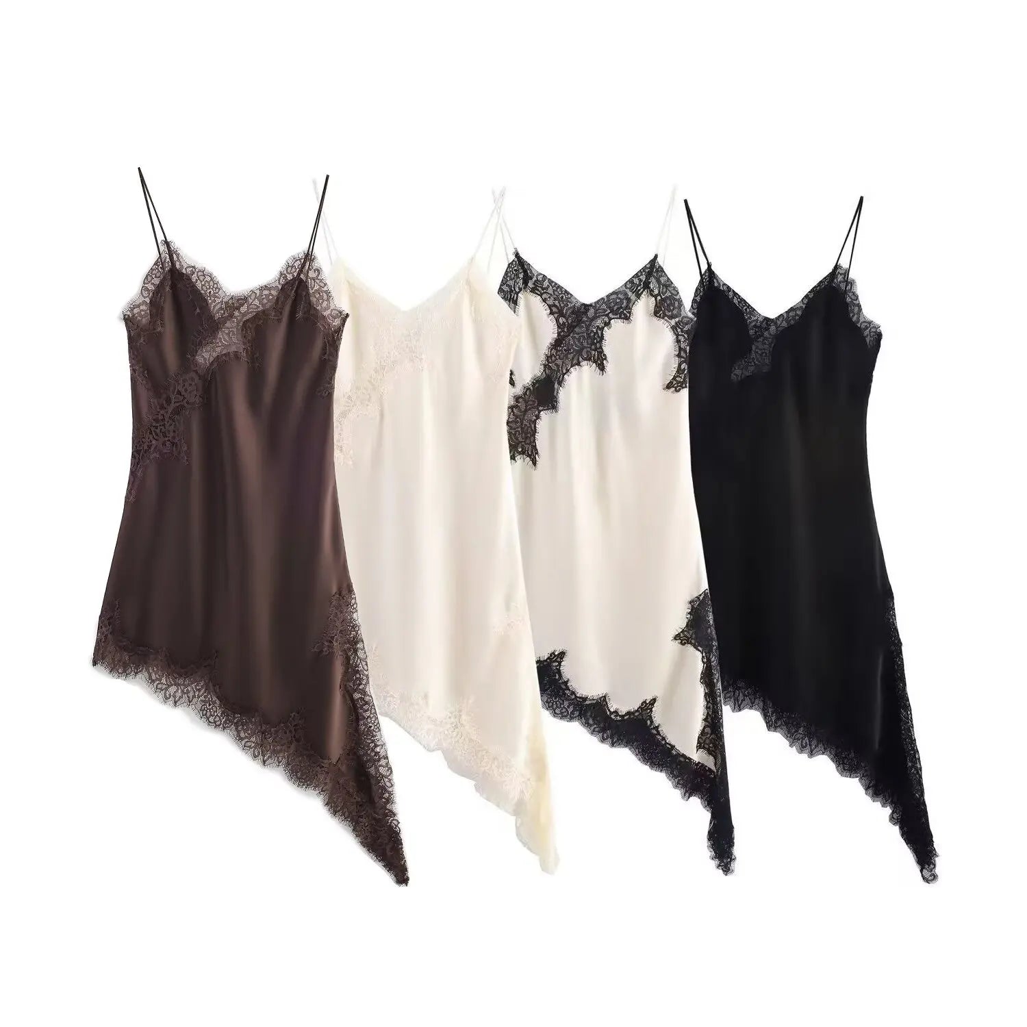 Elegant Lace Halter Maxi Dress | Sexy V-Neck Asymmetric Hem Holiday Gown | Summer New Patchwork Party Beach Dress | Premium Non-Woven Regular Fit A-Line Luxegan