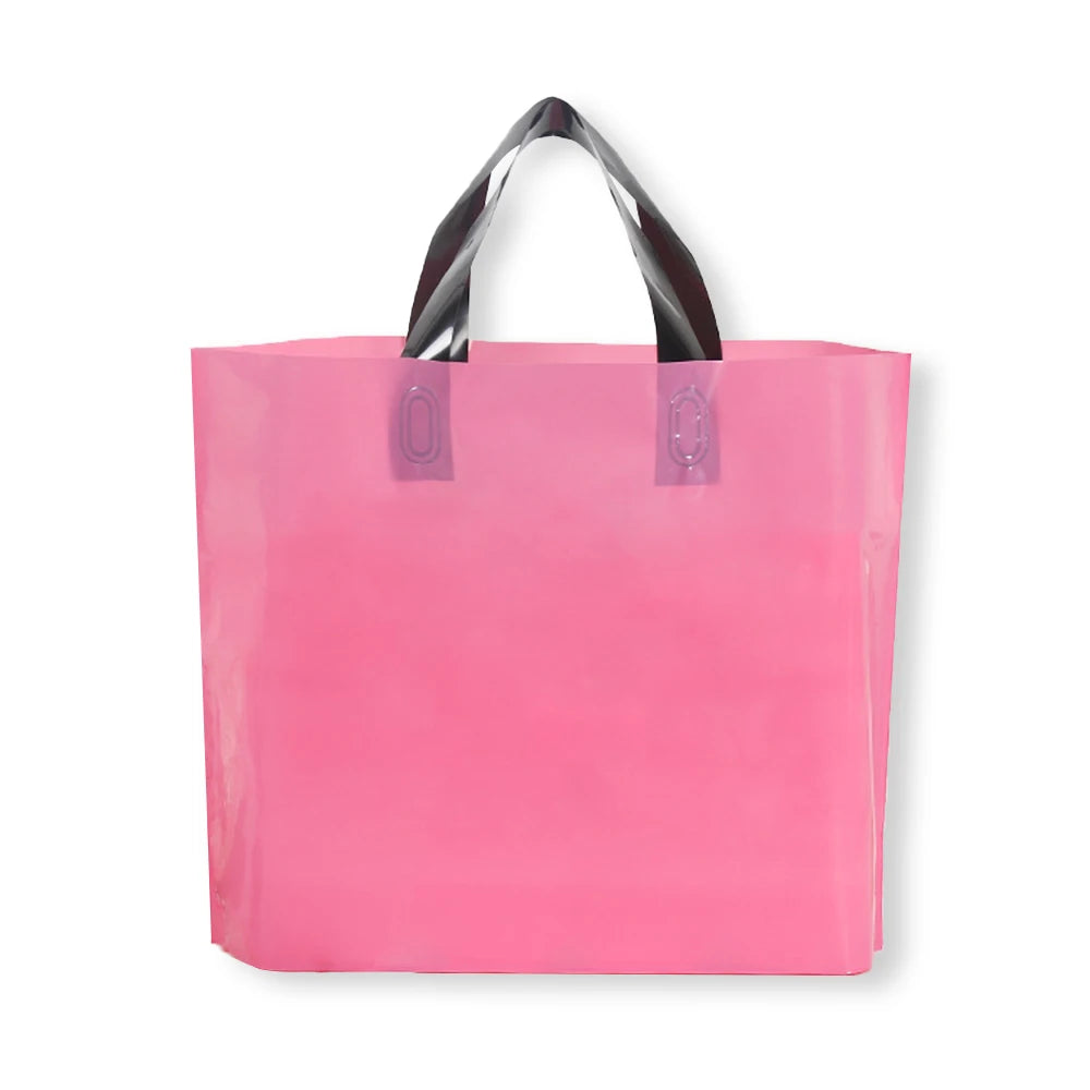 Custom Logo Plastic Shopping Bags | Personalized Small Business Boutique Retail Bags | Premium Gift Packaging with Handles for Parties, Weddings, and Events (20/50pcs Sets) Luxegan