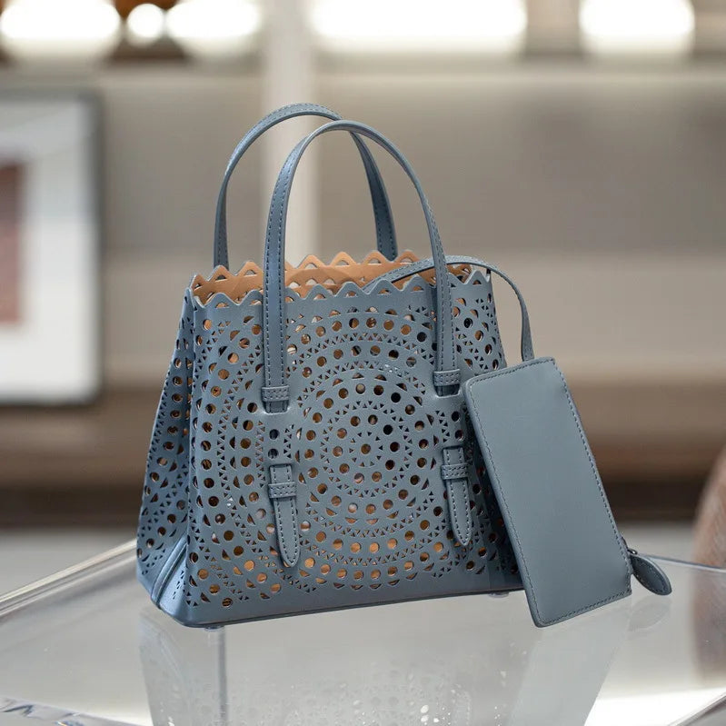 Brand Design Fashion Large Capacity Genuine Leather Bucket Bag | Luxury High Quality Cowhide Shoulder Handbags for Women Luxegan