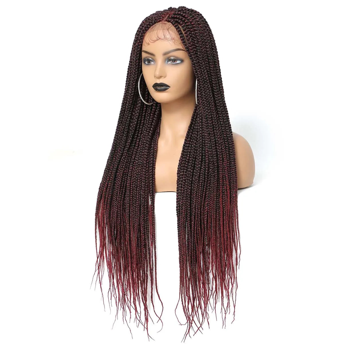 Long Box Braided 4x4 Lace Wigs With Baby Hair Twist Braids Lace Closure Wigs For Black Women Synthetic Cosplay Wig 30 Inch Luxegan