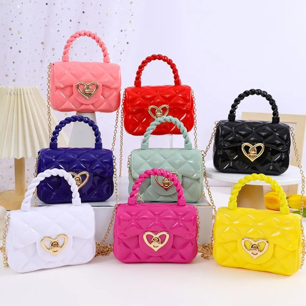 Kids Fashion Heart Shoulder Bag | Girls Mini PU Leather Crossbody & Coin Purse | Luxury Jelly Style Handbag