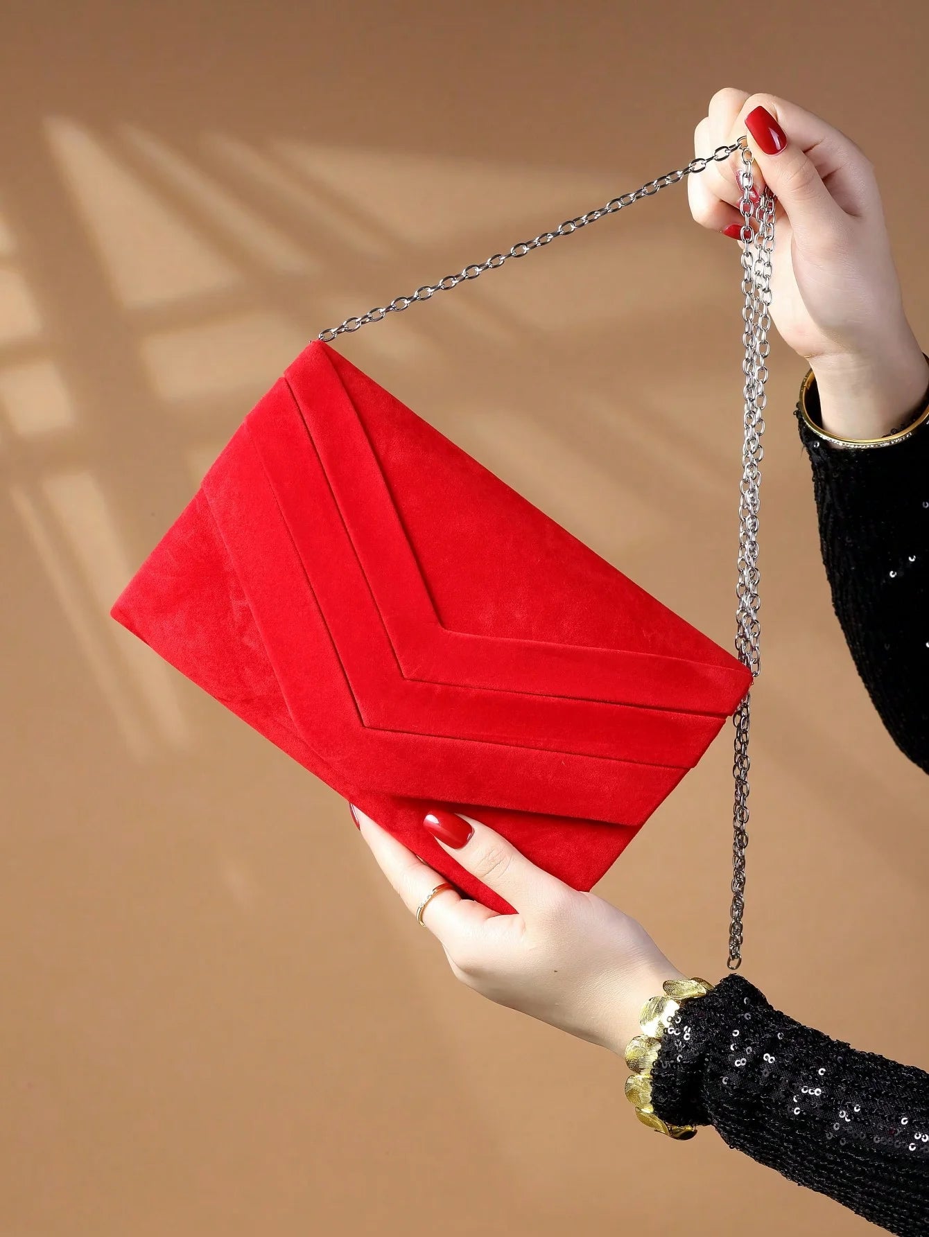 Luxury Evening Bag | Elegant & Quiet Luxurious Metal Trimmed Velvet Bag Luxegan