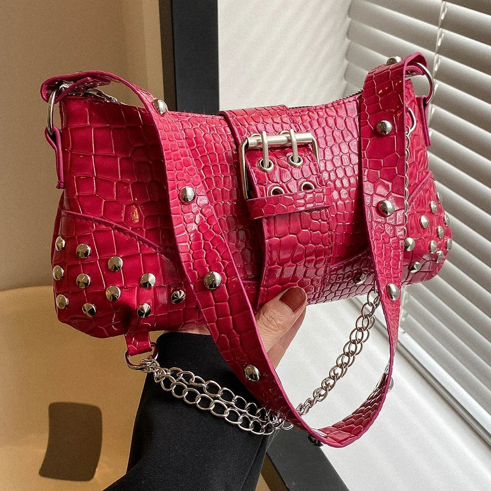 Fashion Women's Shoulder Bag | Y2K Armpit Bag & Luxury Design Pleated Underarm Bag (Solid Color Messenger Purse Hobos Handbags) Luxegan