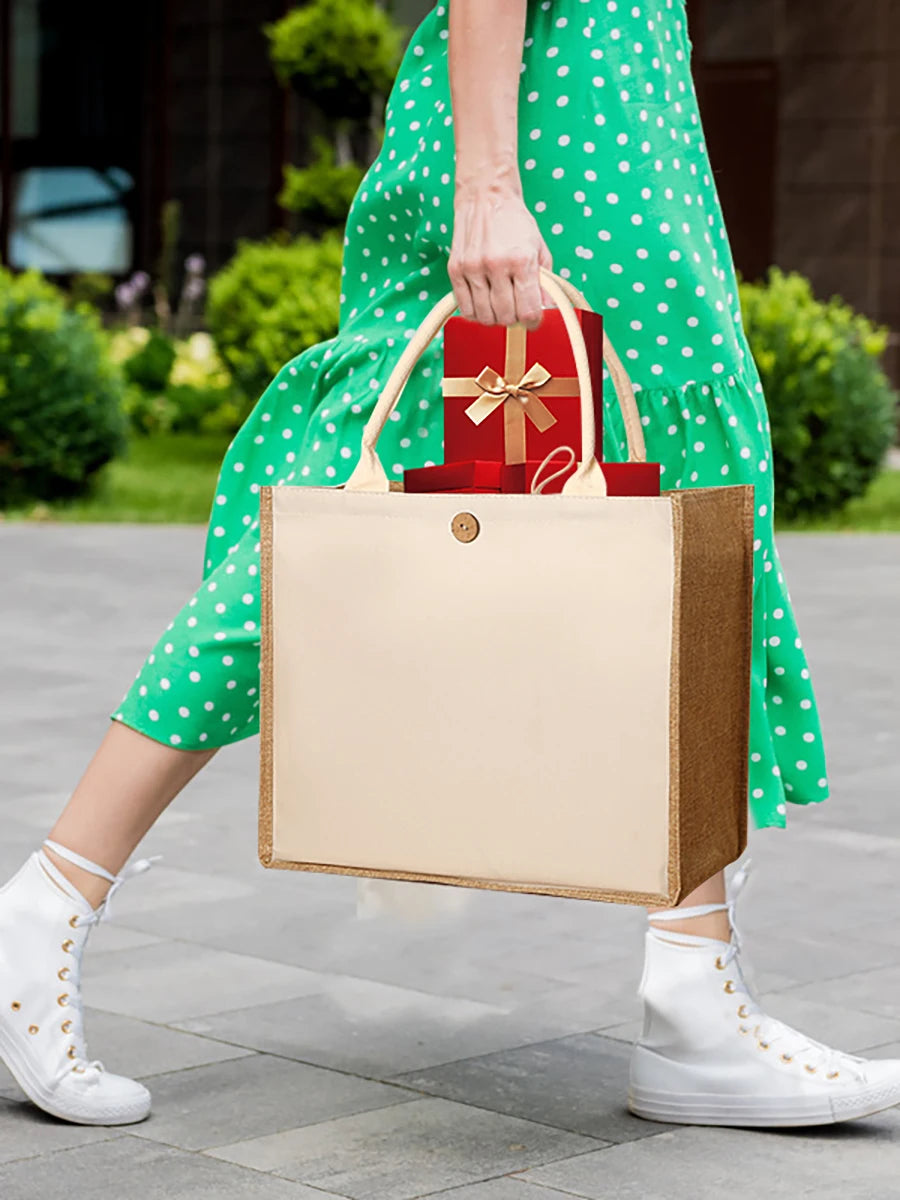 New Linen Handbags | Large Capacity Jute Shopping Bag & Travel Organizer Luxegan
