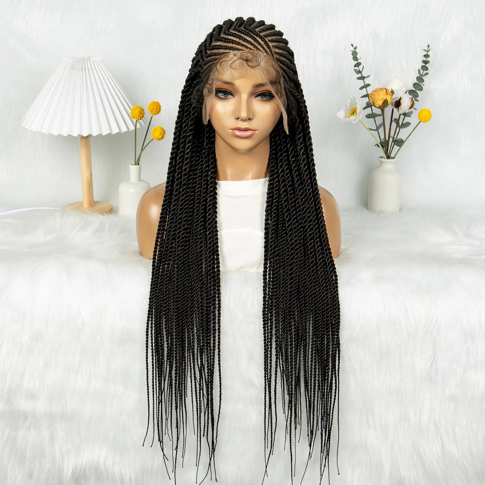  HD Lace Cornrows to Twisted Braids Wig | Full Lace Goddess Style Luxegan
