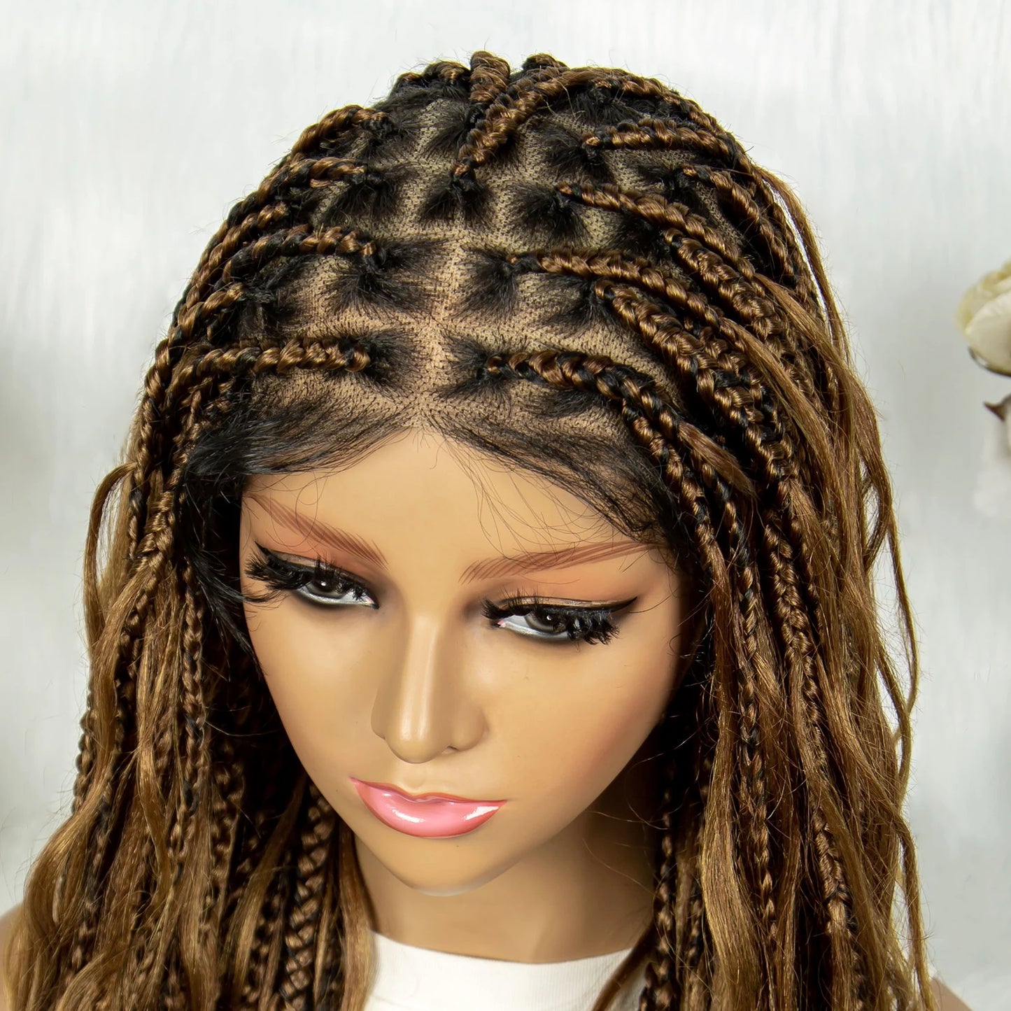 KIMA Twisted Boho Braided Wigs Curly Dreadlocks Full Lace Knotless Synthetic Box Braids Wig  Curly Wigs for Black Women