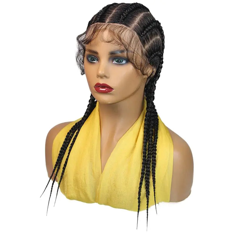 20-36 Inch Jumbo Box Cornrow Faux Locs Wig | Full Lace