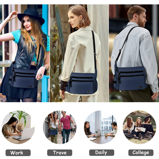 Unisex Waterproof Nylon Shoulder Bag | High-Quality Casual Crossbody Messenger Bag | Large Capacity Satchel for Women, Men & Students | Versatile Four-Season All-Weather Handbag Luxegan