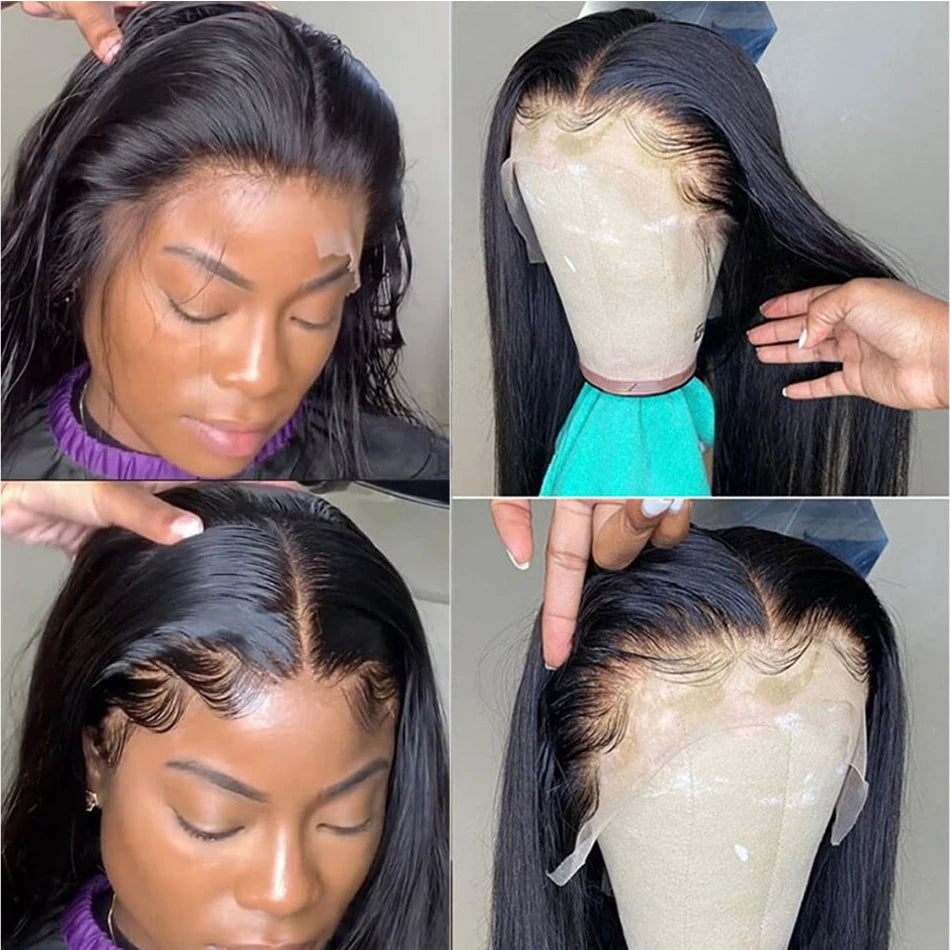 Glueless Wigs HD Human Hair Lace Frontal Wig Ready To Wear Bone Straight 13x4 Full Lace Front Human Hair Multi Parting Cleanranc