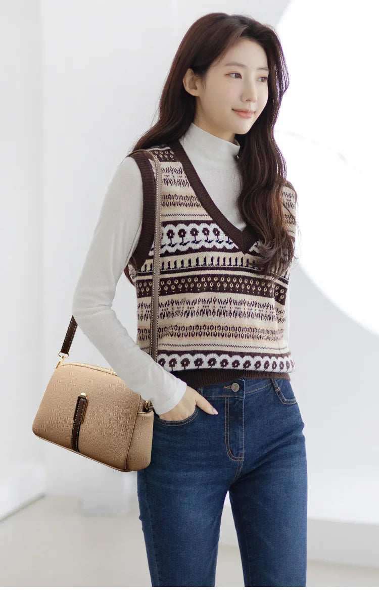 100% Genuine Leather Shoulder Bag | Designer Cowhide Flap Bag & Luxury Messenger Bag Luxegan