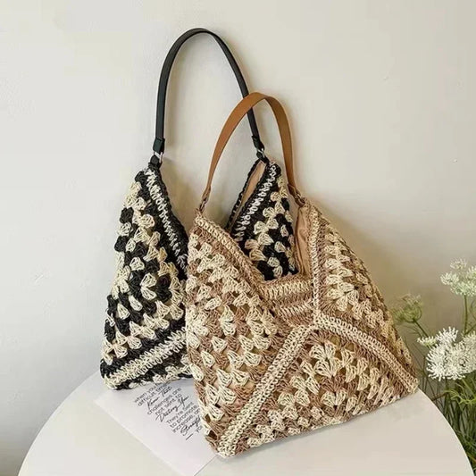 Women's Weaving Top-Handle Tote Bag | Large Portable Shoulder Bag, Summer Beach Purse & Shopper Satchel Luxegan