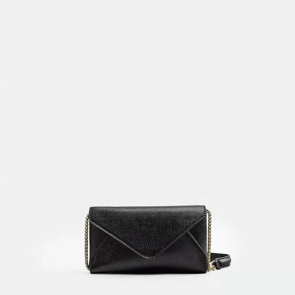 Fashionable Small Square Shoulder Bag | Mini Chain Envelope Crossbody for Women | Trendy Polyester Clutch Handbag | Versatile Solid Color Square Purse with Flap Pocket Luxegan