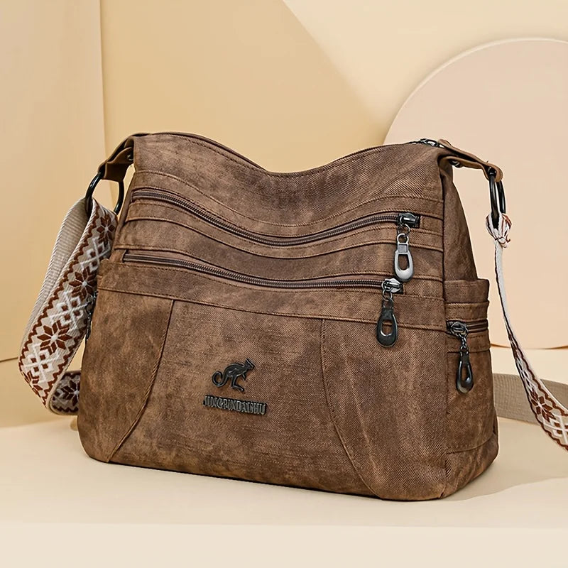 Vintage Style Shoulder Bag | Multi-Layer Crossbody Bag & Casual Faux Leather Handbag Luxegan