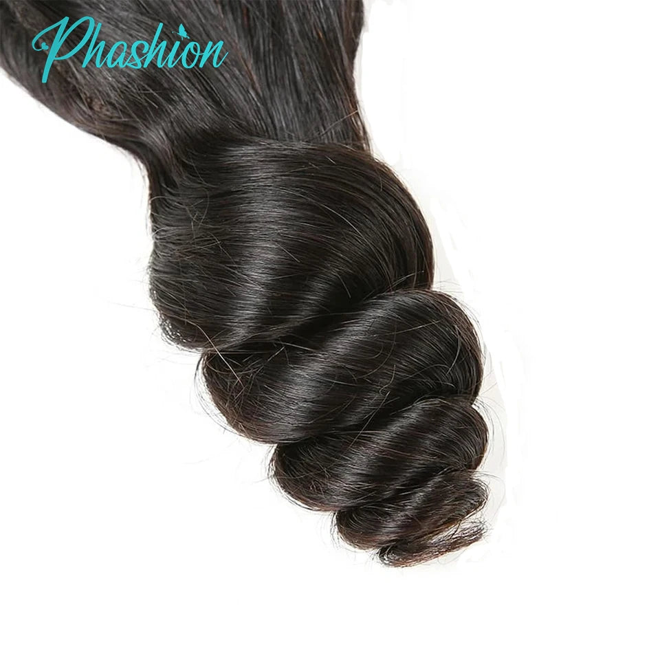 Phashion Loose Wave 13x4 Lace Frontal HD Transparent Swiss 4×4 Closure Pre Plucked Brazilian Remy Human Hair For Black Women