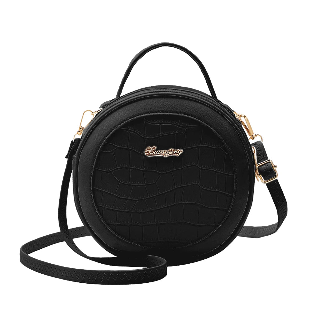 Youthful Alligator Pattern Crossbody Bag | Round Circle PU Shoulder Pouch Luxegan