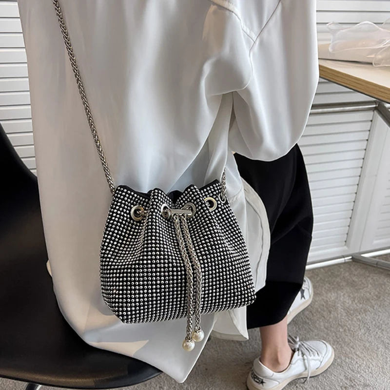 Women's Luxury Design Shopper Tote | Large-Capacity PU Leather Rhinestone Handbag Luxegan