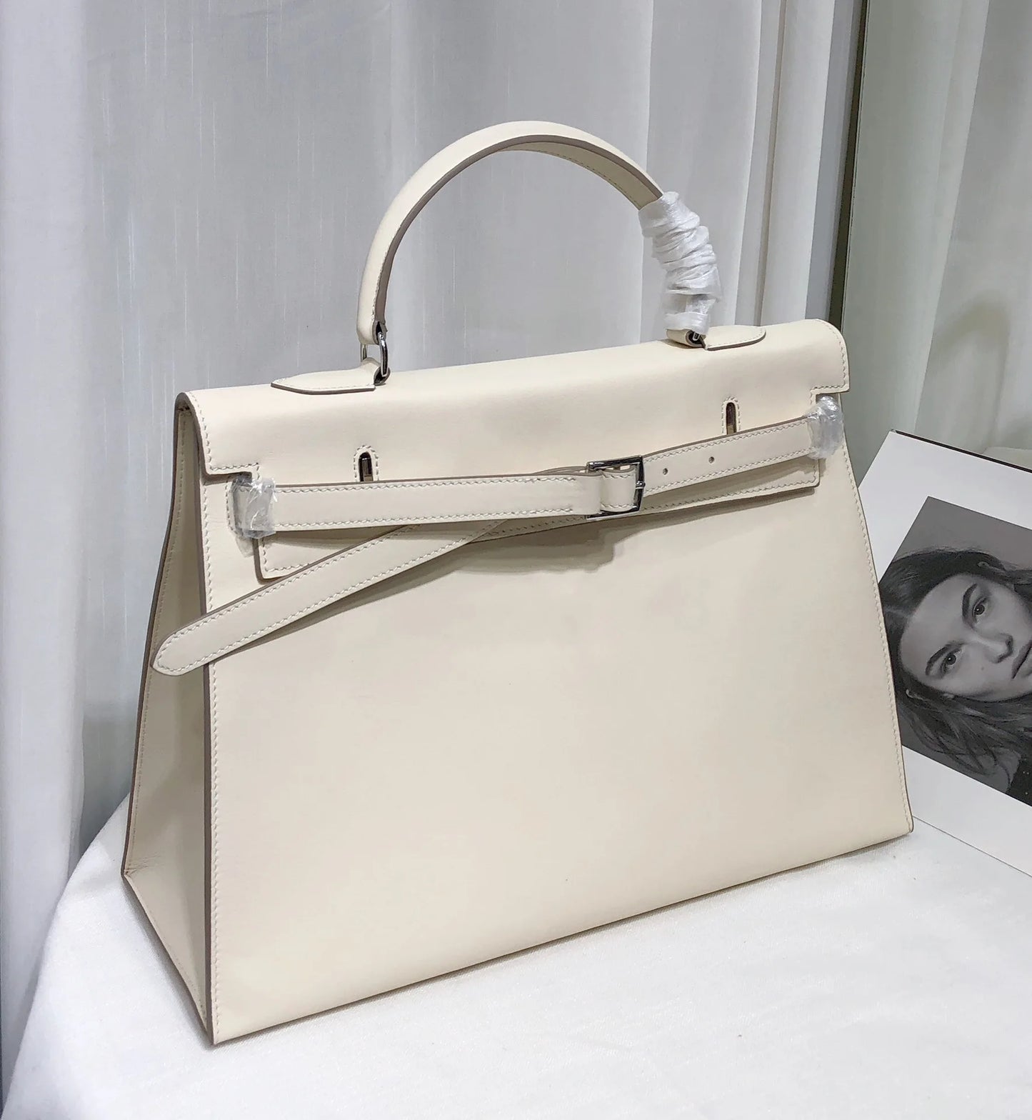 New High-end First-layer Swift Cowhide Leather Women Bag | Folding Clutch Bag Fashionable Shoulder Bag Commuting Casual Versatile Luxegan