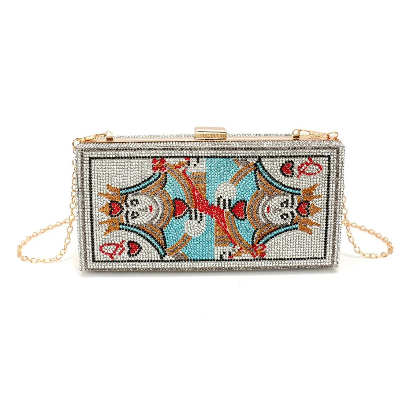 Diamond Flap Glitter Clutch Bag | Sophisticated Striped Rhinestone Evening Purse | Elegant Acrylic - view 5