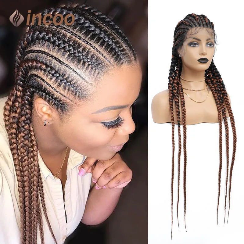 36 Inch Jumbo Knotless Box Braid Cornrow Wig | Full Lace