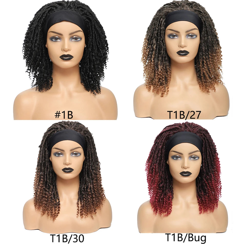 12 Inch Curly Faux Locs Dreadlock Wig | Machine or Headband Cap