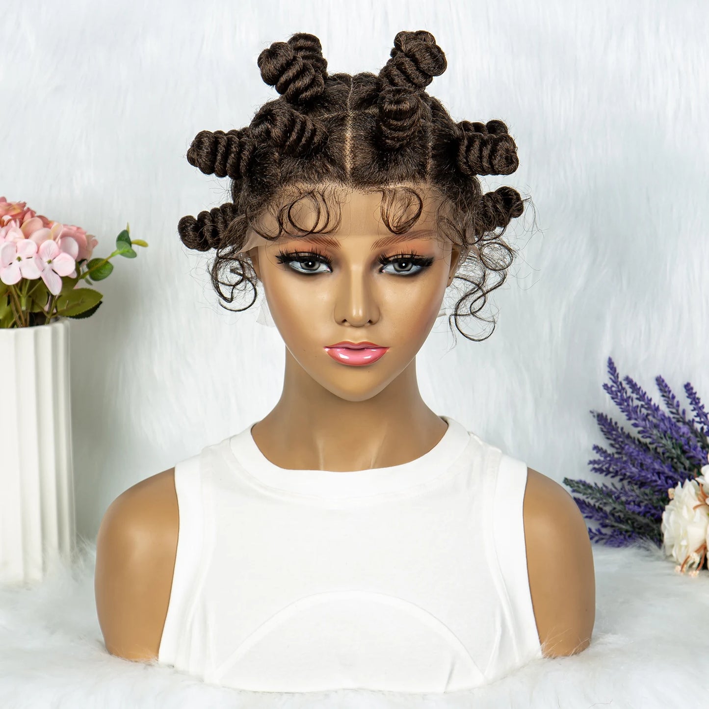 KIMA Bantu Knot Knotless Box Braids Wig | 350# Blonde Braided Bun Full Lace Wig for Black Women Luxegan
