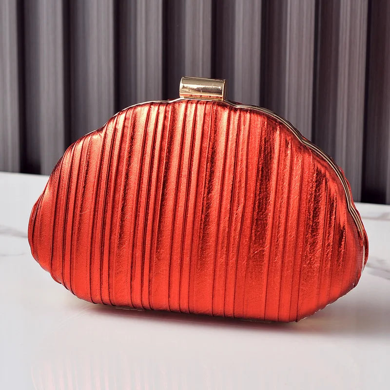 Shell Evening Bridal Clutch | Sophisticated "Minaudière" Silhouette | Fashionable Socialite Crossbody Bag | "Dignified" High-Performance Microfiber Leather Essential for Radiant Party Styling Luxegan
