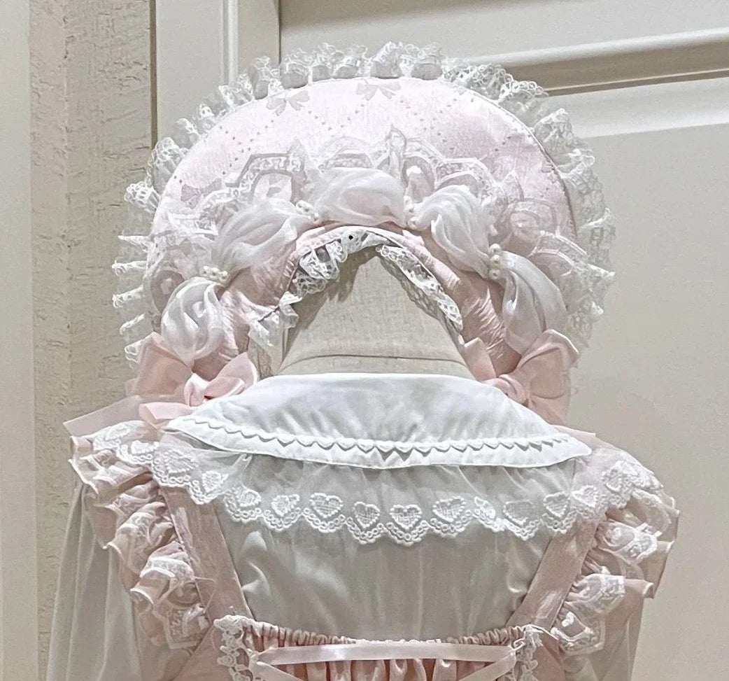 Sweet Lolita JSK Dress Set – Lace, Bow, Spaghetti Strap, Square Collar, A-Line
