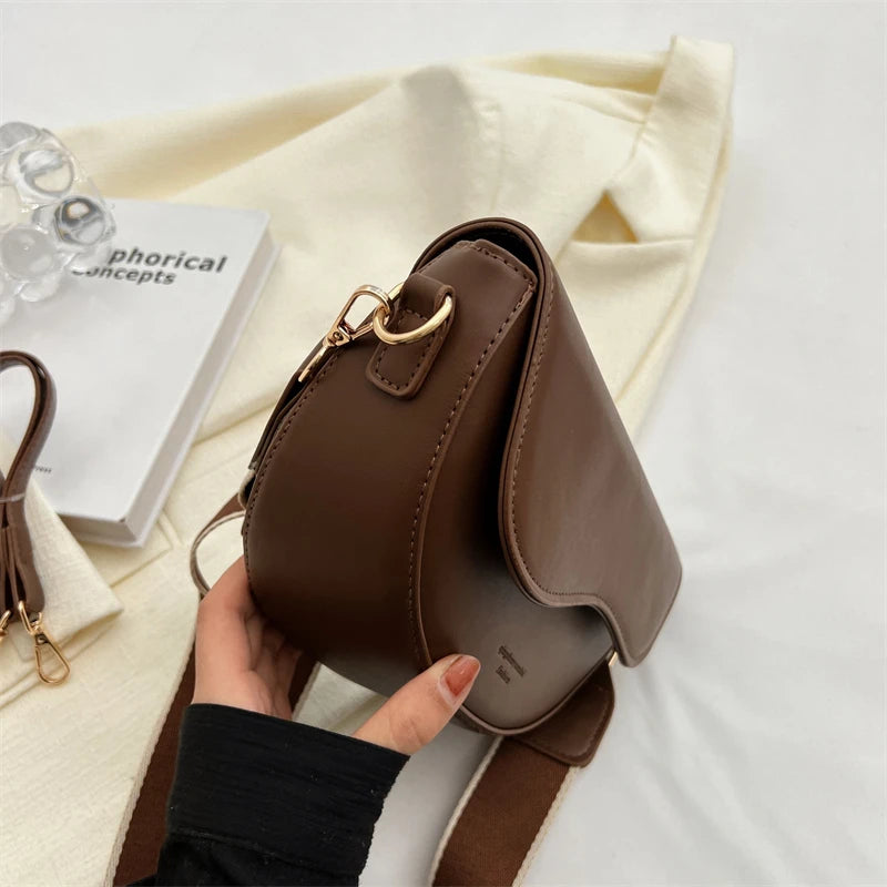 Small Leather Saddle Bag | Vintage Underarm Handbag & Chain Crossbody Purse Luxegan