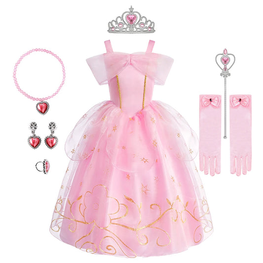 Vestidos rosas sin mangas para niñas pequeñas, ropa de verano para niñas, vestidos de lujo de princesa para carnaval y Navidad, disfraces de cosplay