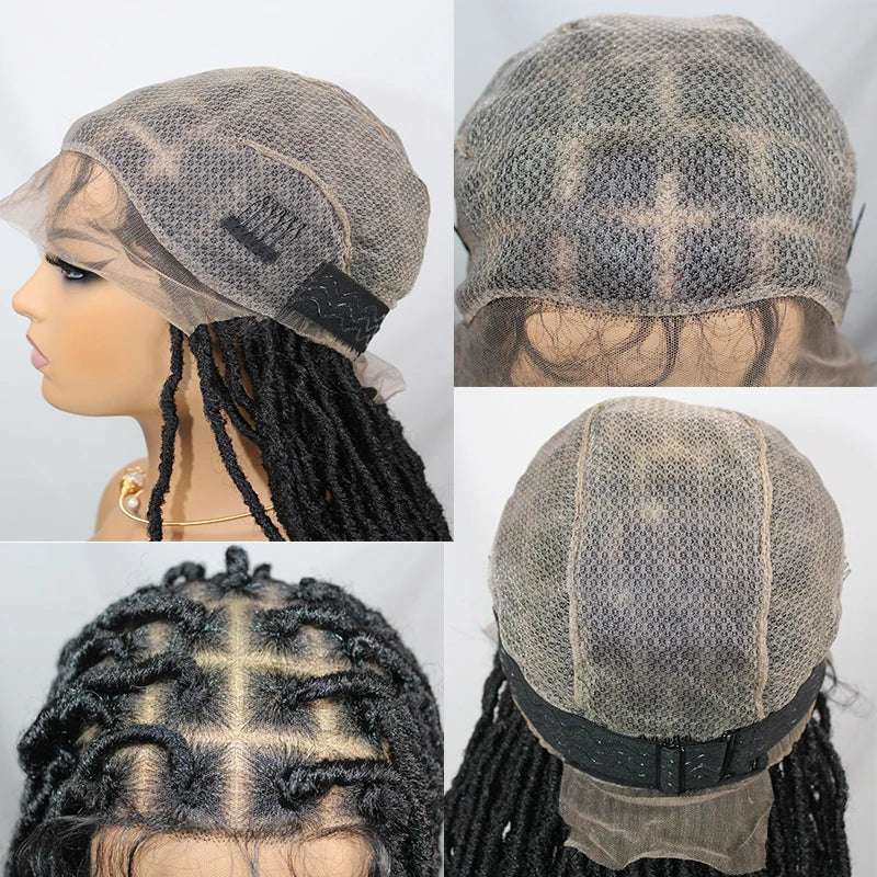 Long 40" Synthetic Knotless Braided Wigs Dreadlock Locs Braids Wigs for Black Women Twist Box Braids Full Lace Front Wig African Luxegan
