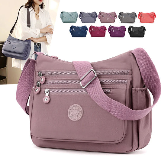 Nylon Multi-Pocket Shoulder Bag | Waterproof Casual Messenger Bag Luxegan