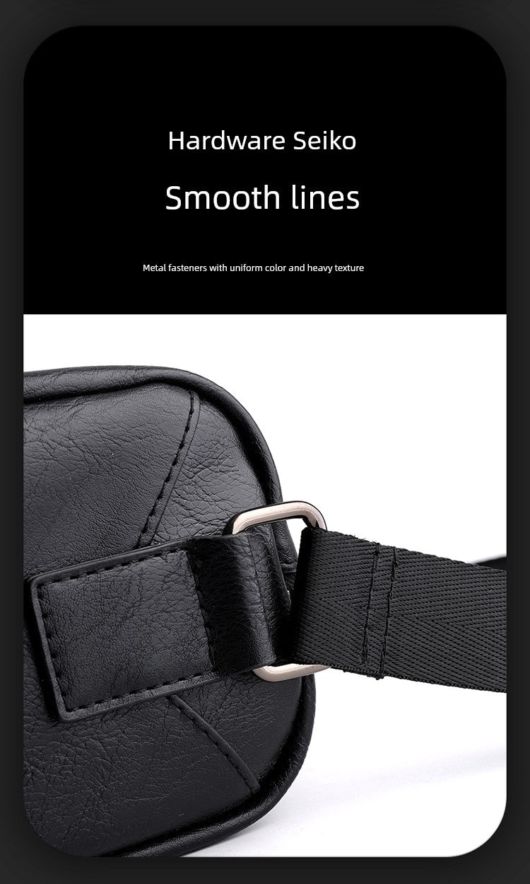 Japan Men's Portable Travel Commuter Small Shoulder Bag | New Niche Style Messenger Bag (PU Leather Crossbody Satchel) Luxegan
