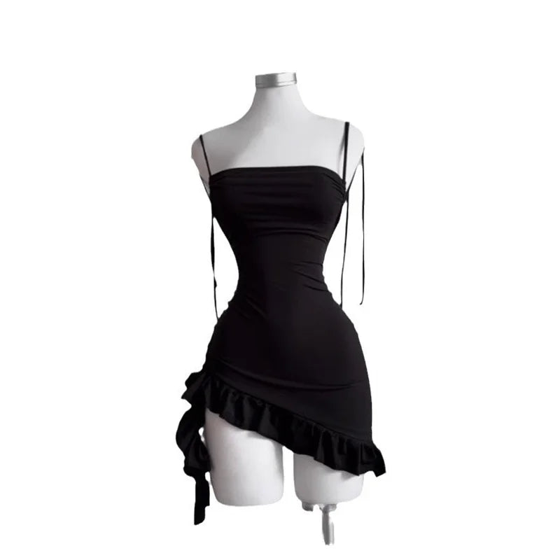 Hollow-Out Strapless Sleeveless Slim Sheath Mini Dress – Empire Waist, Solid, Summer Luxegan