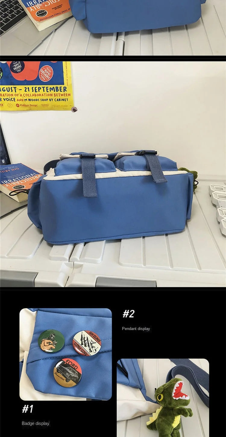Japanese Simple Messenger Bag | Student Nylon Waterproof Canvas Handbag & Shoulder Crossbody Bag