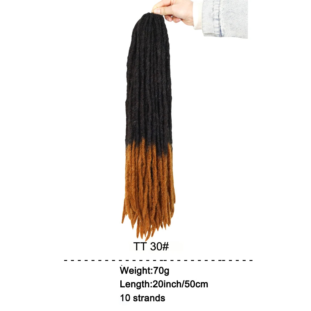20-Inch Ombre Soft Dreadlocks Crochet Hair | Straight Synthetic Faux Locs for Black Women (Kanekalon Fiber) Luxegan