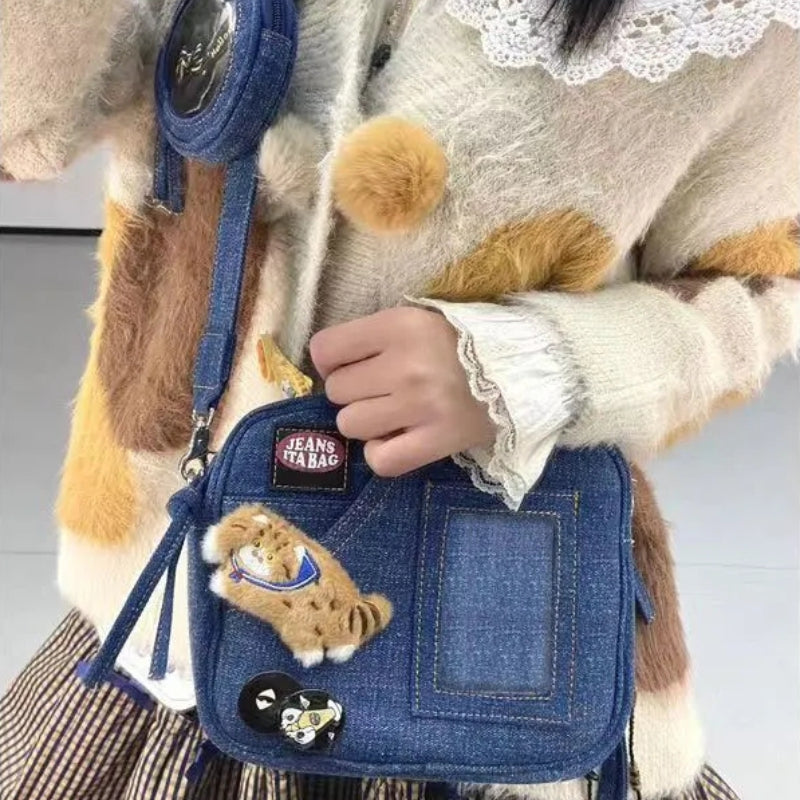 Y2K Vintage Denim Bag | Soft Square Handbag & Messenger Luxegan 