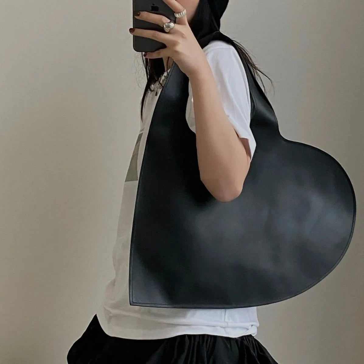 Luxury Heart-Shaped Shoulder Bag | Soft PU Hobo Purse Luxegan