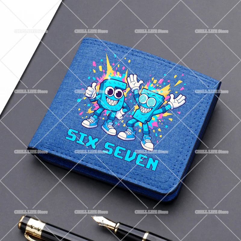 Anime "Six Seven" Brainrot Canvas Wallet | Sophisticated "Multi-Card Slot" Silhouette | High-End Boys Folding Billfold & Card Holder | "Dignified" High-Performance Short Coin Purse for Radiant Versatile Styling Luxegan
