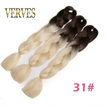 Synthetic Jumbo Braid Kanekalon Braiding Hair 24in | Ombre & Solid Colors | 100g